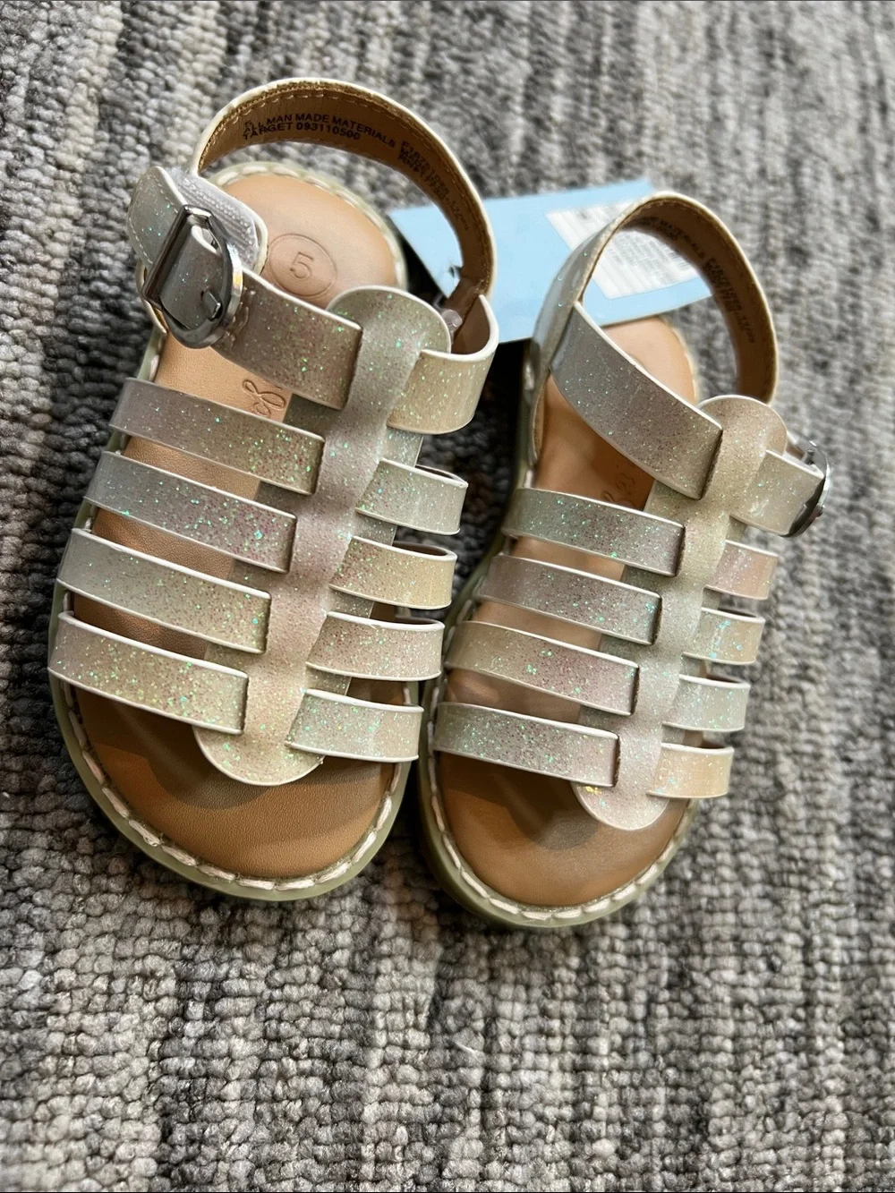 Cat & Jack Sparkle Strappy Sandals - Size 5